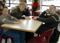 Michael, Sean and Kyle waiting for lunch